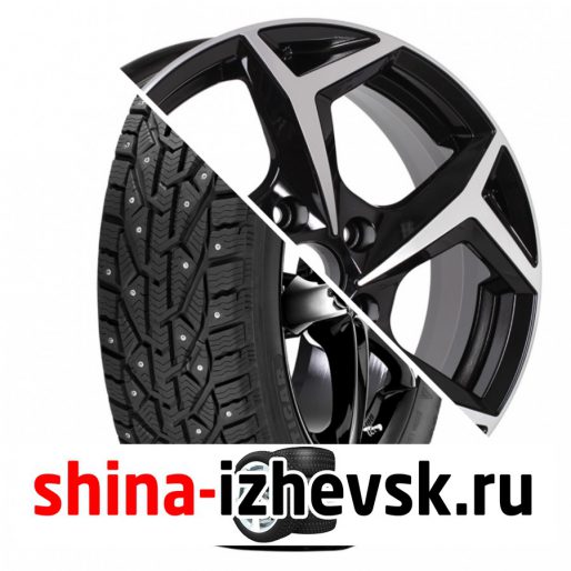 Колесо в сборе Tigar Ice 205/55 R16 T 94 + RST R066 6.5xR16 5×114.3 ET46 DIA67.1 Черный с алмазной проточкой в Ижевске